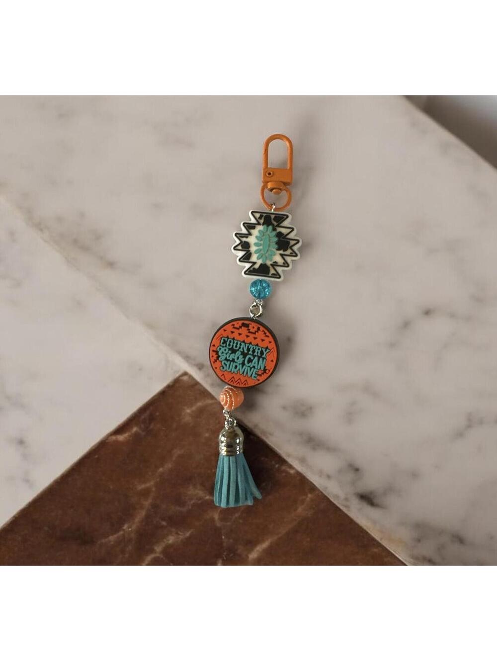 396 New Handmade 'Country Girls Can Survive' Keychain Bag Charm Western R0000396